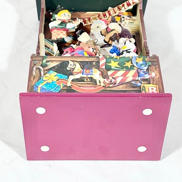 Vintage Santa Clause Christmas Wind Up Musical Animated Stage Wood Working - Picture 6 of 9